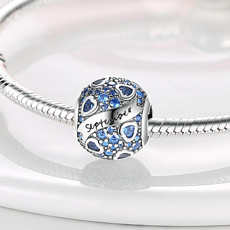 December Birthstone Series Charms Copper Charm Beads Fit Original Bracelet Pendants Diy Jewelry Gift For Women