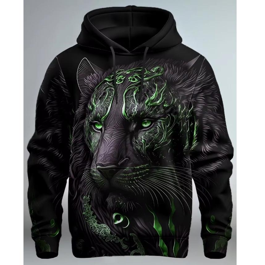 Graphic Lion Men's Fashion 3D Print Hoodie Streetwear Hoodies Long Sleeve Hooded Print Front Pocket Spring Hoodie Sweatshirt