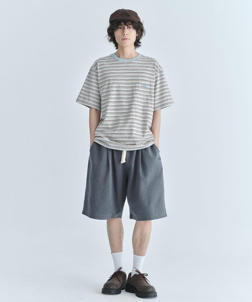 CGP Pinstripe Mini Pocket Short Sleeve T-Shirt - Melange Gray