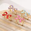 Shimmering Butterfly Knot Ring With Glossy Enamel Finish Allergy Resistant Alloy Jewelry For Daily Wear