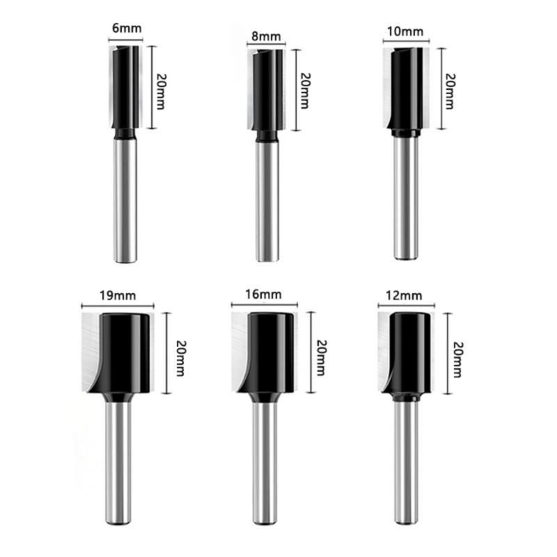 6 Piece Alloy Milling Cutter Set for Woodworking Double Edges Design Multiple Size Alloy Steel Router Bit Suitable with Electric Engravers