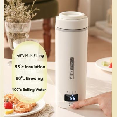 Compact Travel Kettle 550ml 300W Fast Boiling 4 Precise Temperature Settings 316 Stainless Steel Interior Portable Hot Water Cup