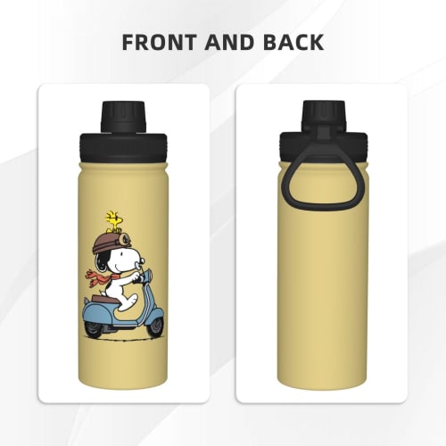 Snoopy Water Bottle, 530ml Large Capacity, Vacuum Insulated, Insulated, Hot & Cold, Sports Bottle, Direct Drinking, Screw Top, Double-Walled, Wide Mou