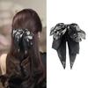 Flower Pattern Bow Hair Clip Elegant Ponytail Clip Hair Clip For Women Sweet Girls Vintage Style Hair Accessories