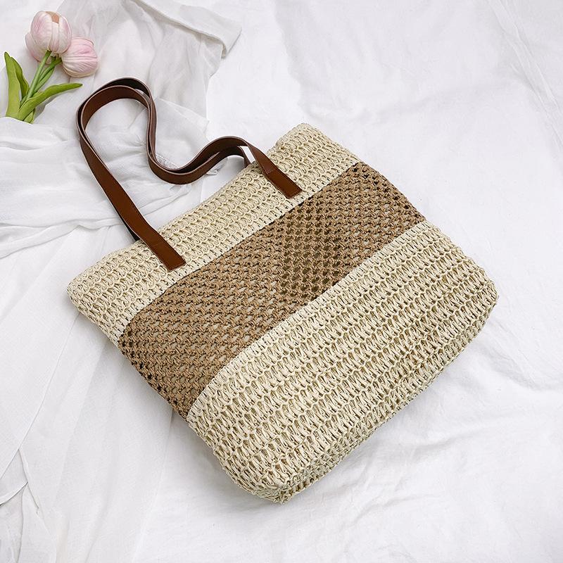 

Летний популярный отпускной стиль плетеная сумка-корзина для овощей женская пляжная соломенная сумка модная универсальная сумка-ведро на плечо