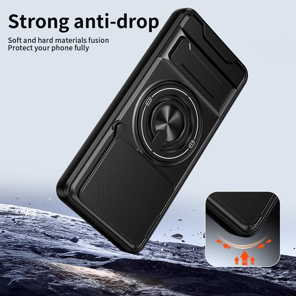 KEYSION Magnetic Phone Case for VIVO V60 Lite 5G Slide Camera Protection Upright Kickstand Ring Shockproof Cover for IQOO Z10R 5G