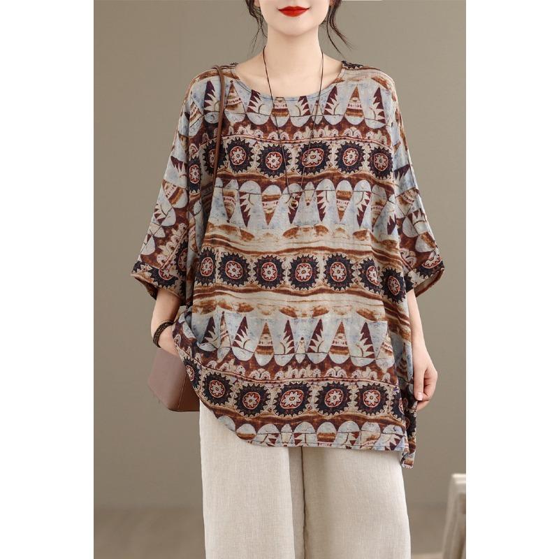 DIMANAF Plus Size New T-Shirt Women Oversize Flower Print Loose Casual Lady Tops Tees Shirts Summer 2026