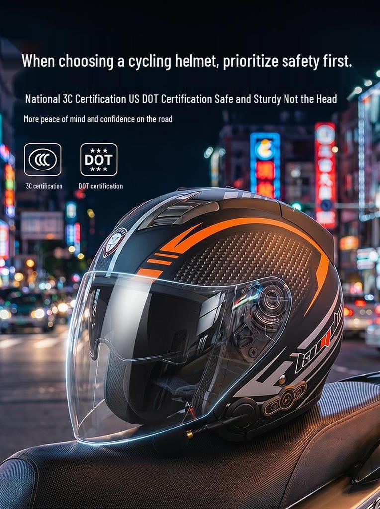 Cool Ride Bluetooth Motorcycle Helmet: Lightweight, Double Visor, Long Battery, 3C Certified, Superior Sound Quality