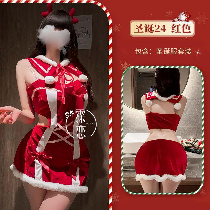 Sex Underwear Sexy Tube Top Plush Christmas Dress Flirting Cosplay Pure Desire Buttocks Short Skirt Sex Dress
