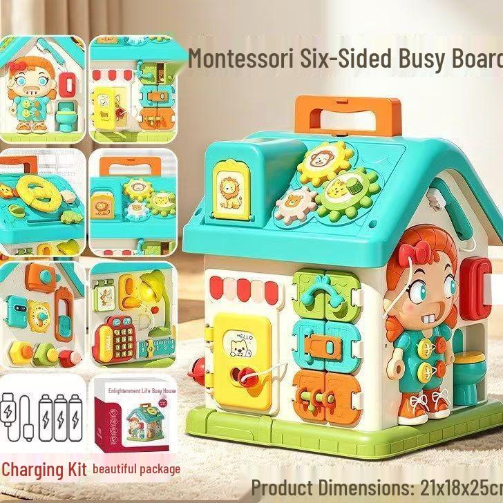 Kids' Six-Sided Activity Center: Early Learning Shape Recognition & Multi-Functional Game Box