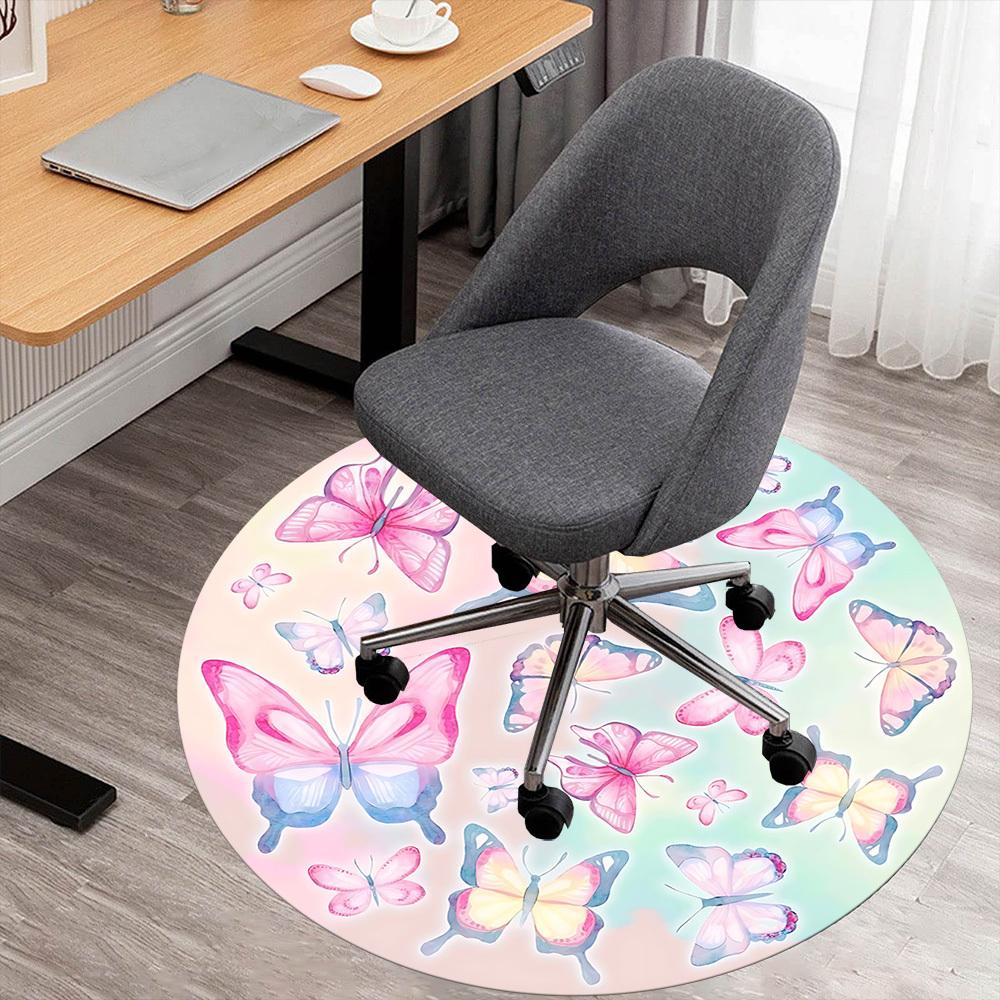 

1pc Butterfly Circle Round Chair mat Area Rug - Non-Slip, Floor Mat for Office, Bedroom, and Indoor Decor c1125517 80cm by 80cm