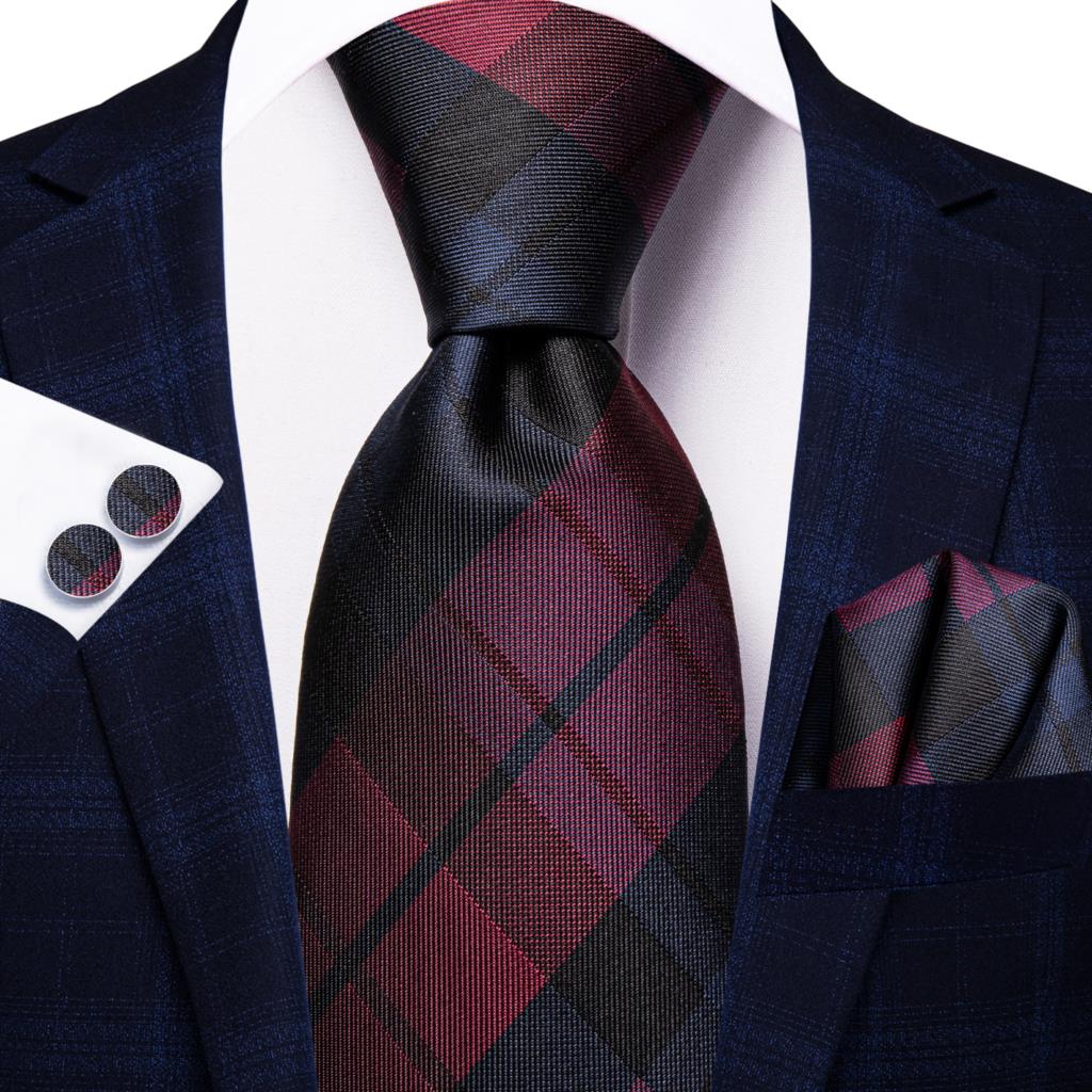 Hi-Tie Navy Blue Striped Silk Wedding Tie For Men Fashion Design Gift Men Necktie Hanky Cufflink Set Business Party Dropshiping
