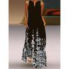 Summer Thin Section Plus Size Women Clothing European and American 3D Print Fashion V-neck Pocket Long Dress Big Hemline Sexy Sleeveless Dress