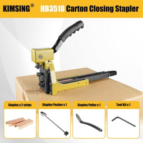 HB3518 Manual Carton Closing Stapler, 16 Gauge 1-3/8 Inch Crown with 3/4 Inch Long Staples, Carton Stapler, Cardboard Carton Staple Gun for Closing Ca