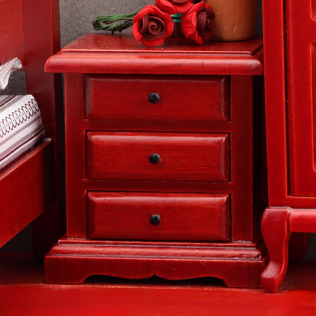1:12 Dollhouse Wooden NightStand Bedroom Furniture Mini Bedside Table