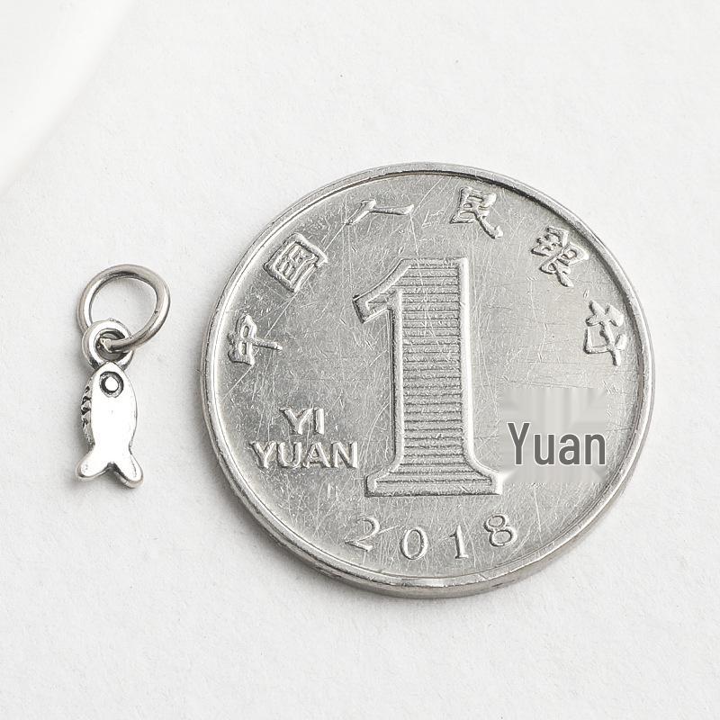 S925 Sterling Silver Beaded Woven Rope Small Fish Pendant for DIY Bracelets & Necklaces