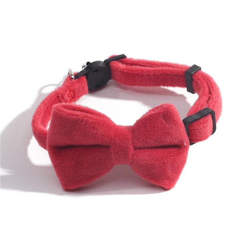 

Pet Dog Cat Necklace Dog Collar Necktie Adjustable Bow Tie Portable Velvet Collar For Cat Dog Accessories For Small Dogs And Cat красный
