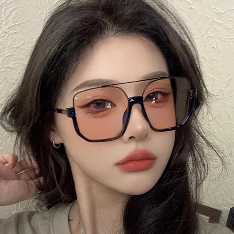 Retro Big Half Frame Women Square Sunglasses Black Circular Cool Men Sunglasses One Piece Designer Pilot Sun Glasses for Female