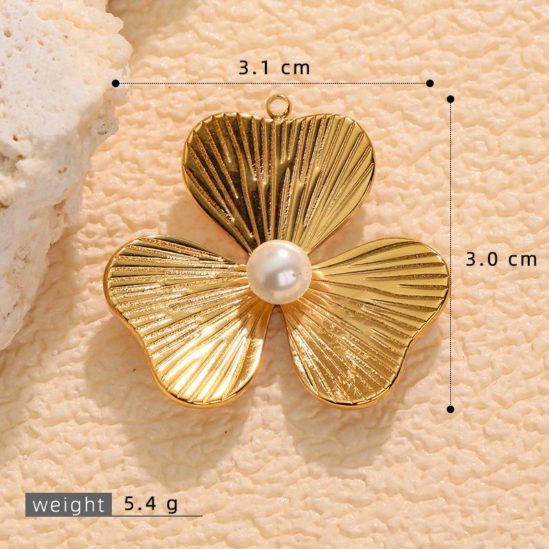 18K Gold Stainless Steel Flower Pendant Necklace & Earrings Set