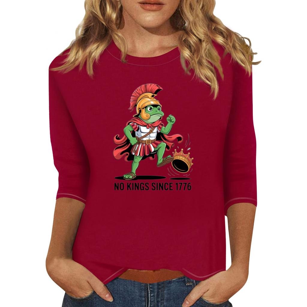 Women's Fashionable Casual Three-quarter Sleeve Round Neck Top