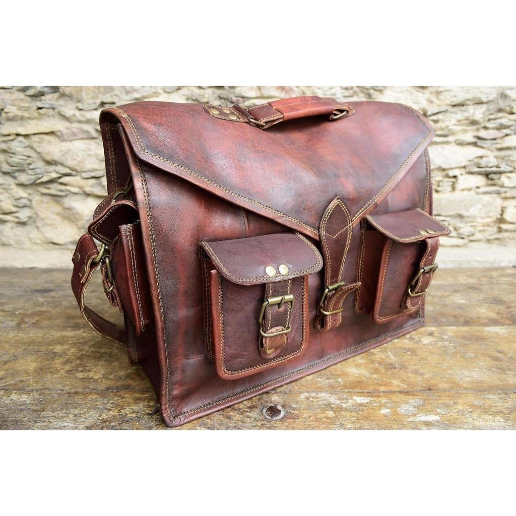 Pánská originální hnědá kožená brašna na notebook Messenger přes rameno Aktovka