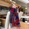 2025 Korean imitation cashmere scarf women's autumn and winter high-end warm shawl cute versatile plaid scarf