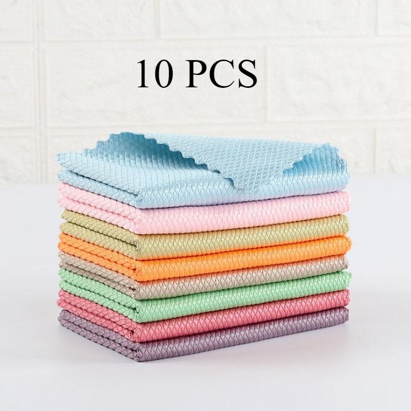 

Салфетки для рыбьей чешуи и рыбьего узора, впитывающие, безворсовые, для кухни, для дома, без следов, салфетки для чистки стекла с защелкивающимися краями 25x25CM