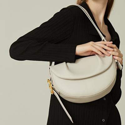 Leder Frühling und Sommer Vielseitige Einzel-Schultertasche, Nischen Crossbody-Tasche, Leder Falten Achselhöhlen Satteltasche für Damen