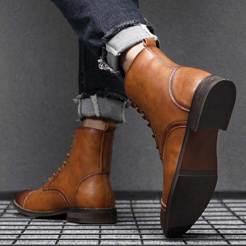 Fashion Fashion Brown Ankle Men's Leather Shoes Dress Boots Formal Shoes Men Autumn Winter Cowboy Boots For Men zapatos hombre vestir