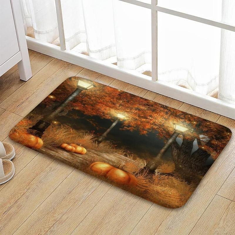 Fall Pumpkins Maple Leaf Autumn Harvest Thanksgiving Carpet Mat Rug Non Slip Home Decor for Bathroom Bedroom Kitchen Bathtub