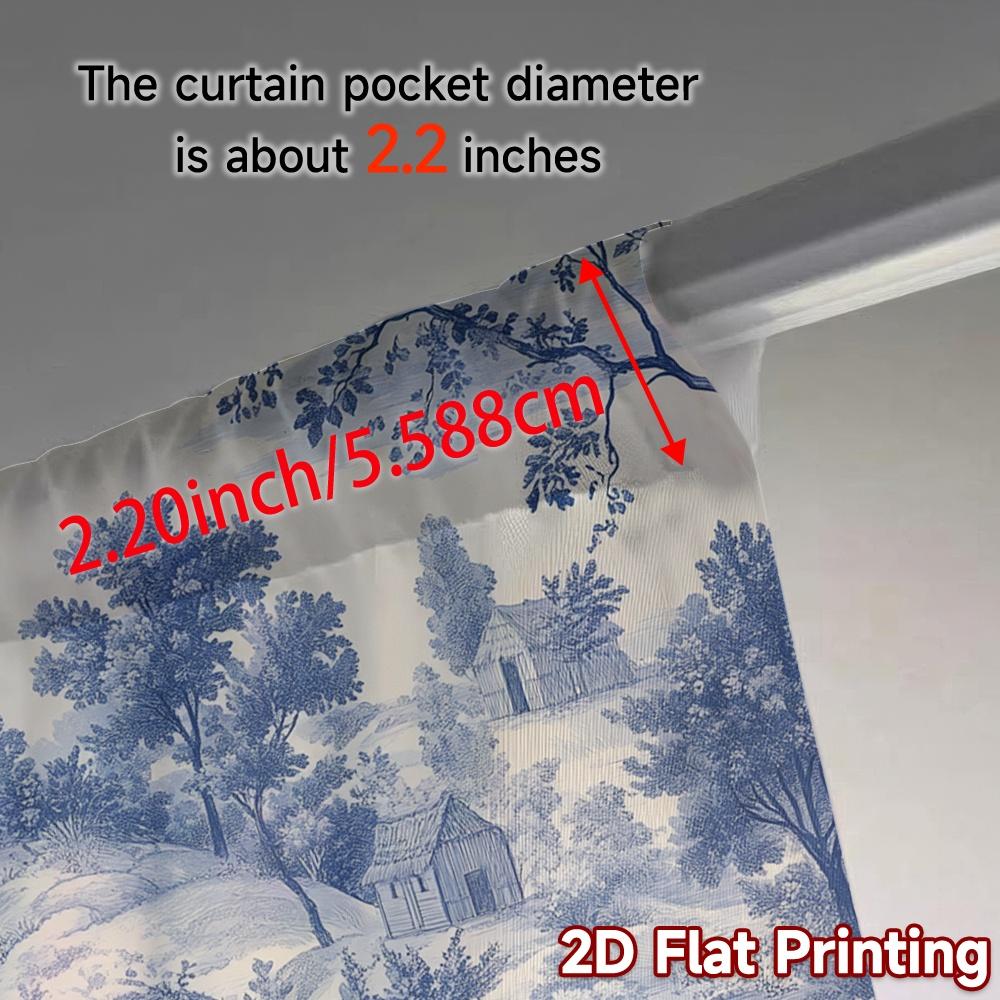 Set Of 2 Modern Curtains Blue Landscape Scene Fashionable Semi Decorations Home Decorative Curtain Light Filtering Made Polyester