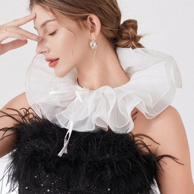 Themed Party Neck Ruff For Jester Costume Breathable Mesh Collar Neckpiece Halloween Transformation Accessory