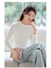 Women's Heavyweight Lyocell Long Sleeve Round Neck T-shirt with Plus Velvet Inner Layer - Slim Fit, Thickened for Autumn/Winter