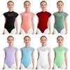Girls Ballet Practice Leotard Lace Cap Sleeves Sheer Mesh Patchwork Cutout Bodysuit Dancewear