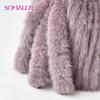 SOMALER Winter Real Mink Fur Knit Hats for Women Knitted Warm Fur Hats Girls Skull Beanie with Three Tails Cold-proof Cap