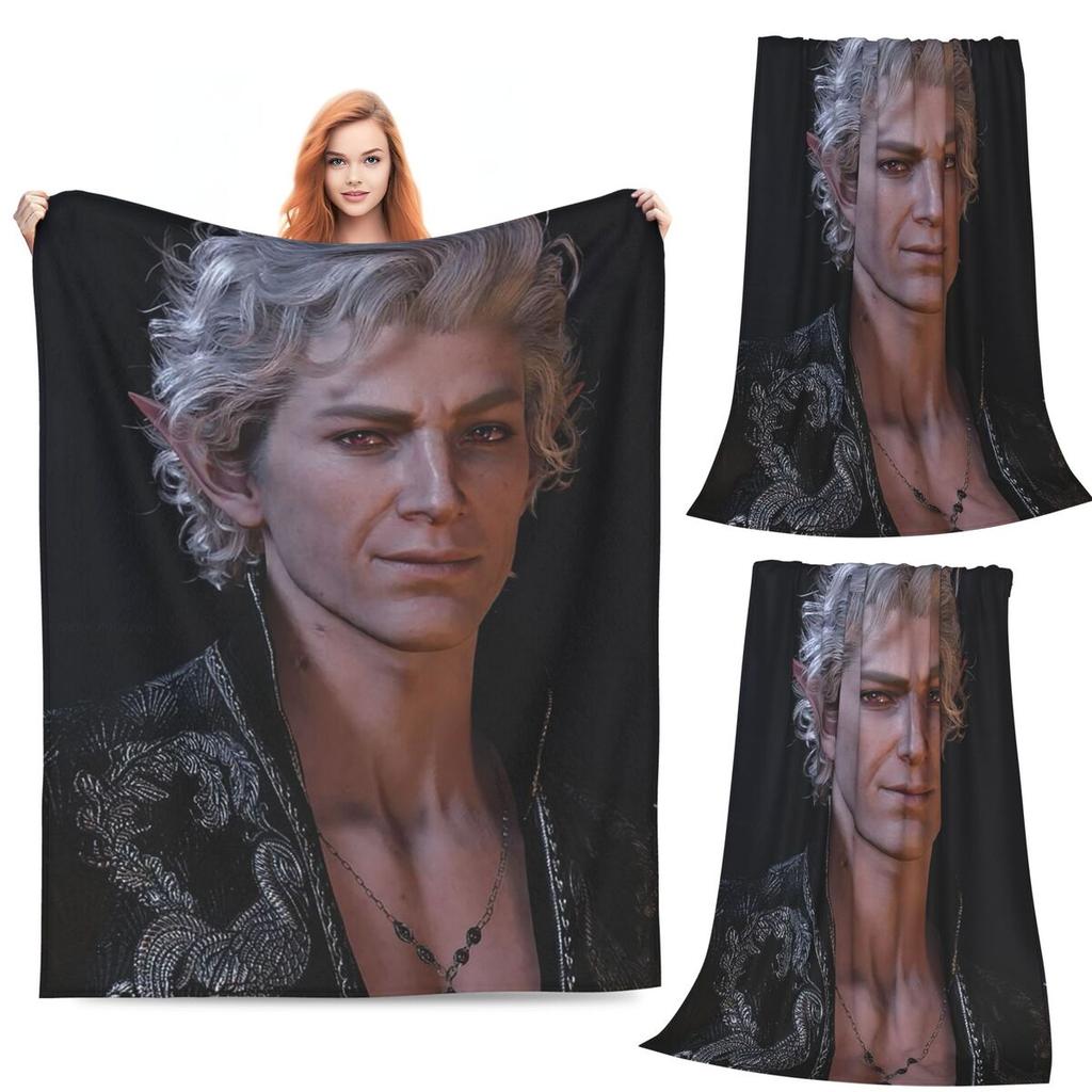 Baldur's Gate 3 Astarion Vampir Charakter Decke Weich Warm Flanell Überwurfdecke Bettwäsche für Bett Wohnzimmer Reise Zuhause Sofa