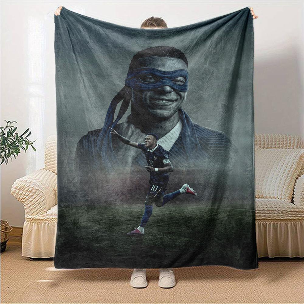 Star Player Kylian Mbappé Blanket Comfortable Great for Office Couch Bed for All Seasons Playful Design Best Holiday Gift for Friends Family