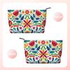 Mexican Flowers Floral Art Print Cosmetic Bag Women Portable Makeup Bag Organizer Case Beauty Storage Toiletry Bags