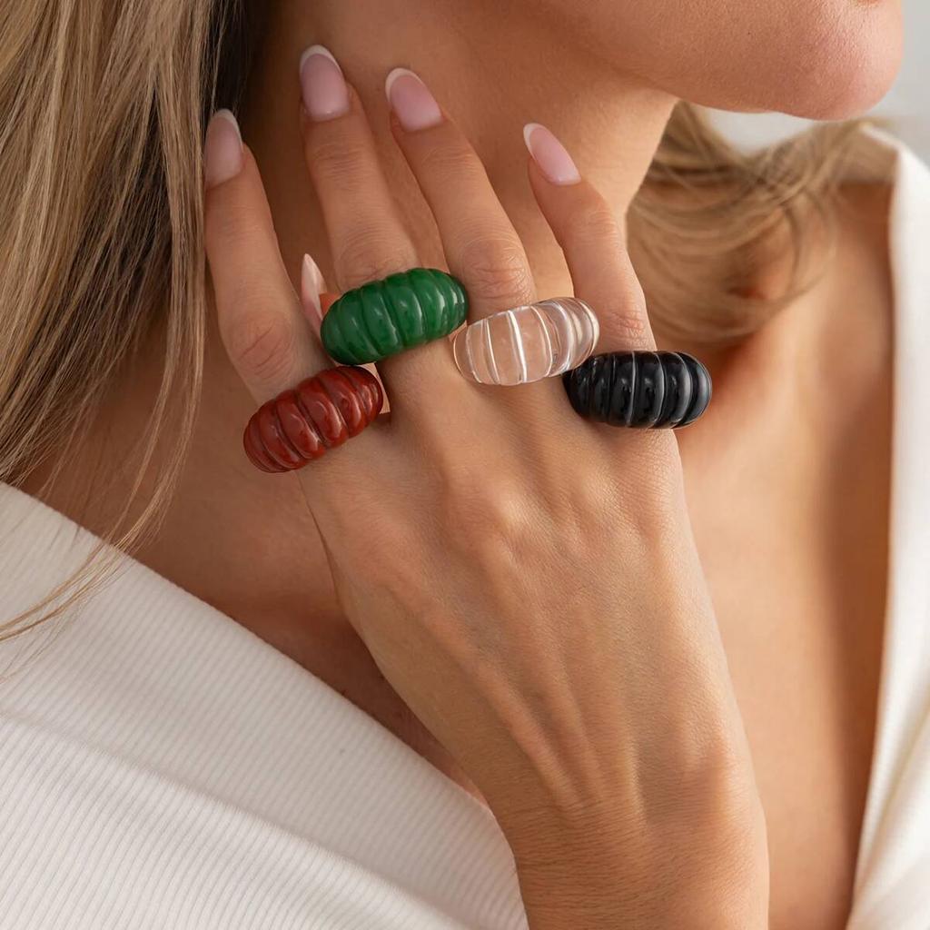 IngeSight.Z Simple Irregular Geometric Resin Wide Chunky Rings Women Vintage Stacking Finger Ring Jewelry Accessories Gift New