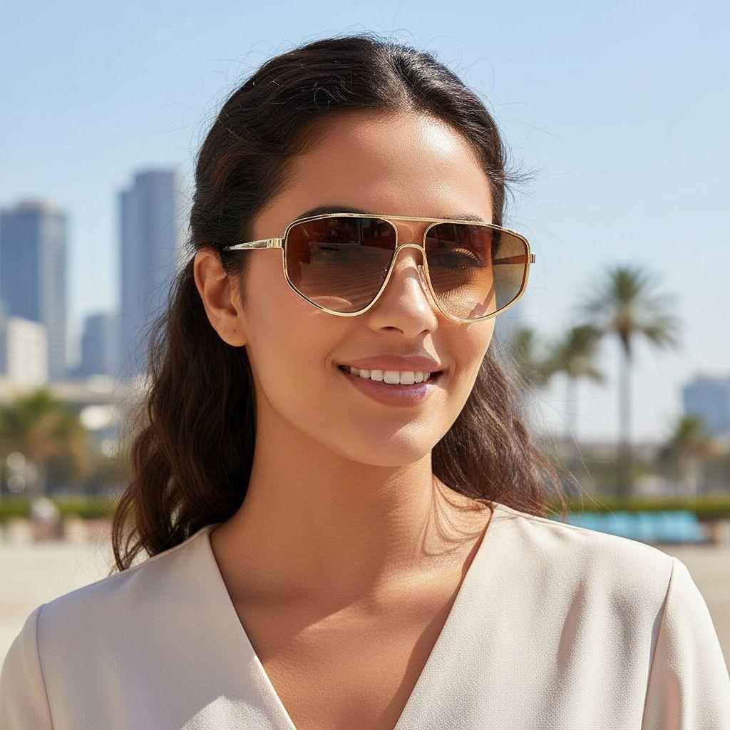 European and American fashion new double-beam metal retro sunglasses, personalized versatile street sunglasses, high-end trendy glasses