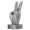 Resin Finger Gesture Sculpture Creative Statue Home Office Desktop Bookcase Ornament DecorSilver
