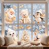 Festive Shop Window Decorations 6Pcs Christmas Clings, Xmas Reusable Double Sided Snowman Party Supplies Snowflake Clings for Home Decor Office