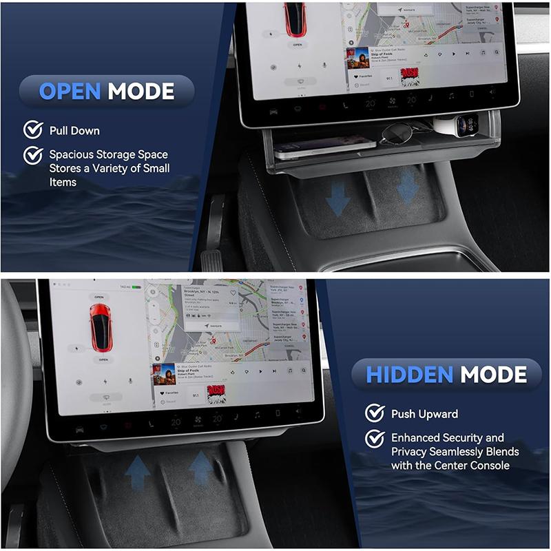 Center Console Screen Under Storage Box For Tesla Model YL/3/Y Juniper 2019-2026 Central Control Hidden Storage Organizer Tray