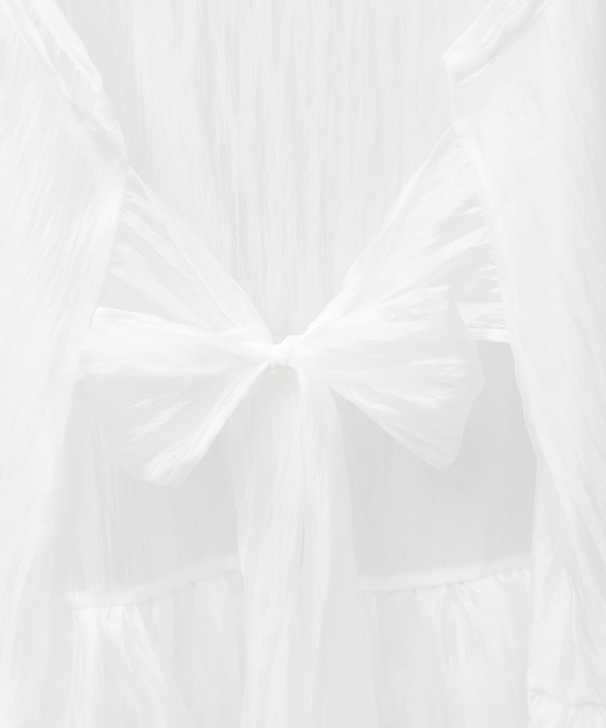 LOSSYROW Sheer Ribbon Balloon Dress White
