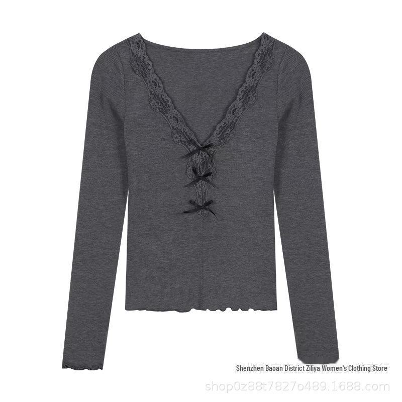 

Женская весенняя приталенная рубашка с бантом и V-образным вырезом из модала и хлопка с длинным рукавом (260г) XL серый