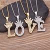 Nidin Luxury A-Z Crown Alphabet Pendant Chain Necklace Punk Style Lucky Initial Name Jewelry Fine Party Wedding Birthday Gift