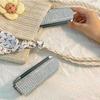 Rhinestone Portable 2-in-1 Mini Folding Comb & Mirror for Women's Travel Makeup Touch-up