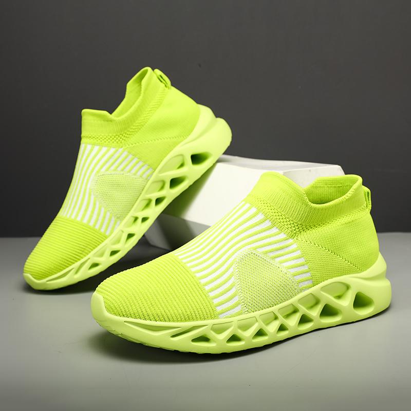2025 Fashion Yellow Running Shoes for Men Socks Sports Shoes Plus Size 48 Breathable Women Slip-on Sneakers Sock Trainers Men