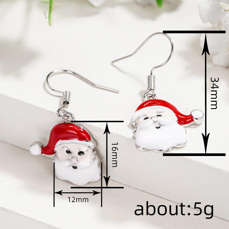 European and American Christmas Earrings, Santa Claus Painted Oil Jewelry, New Models