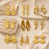 Stylish Gold Leaf Design Earrings - High-End Stainless Steel Studs & Dangles